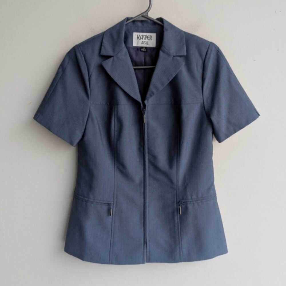 Kasper Women's Short Sleeve Jacket - Grayish Blue